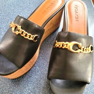 AUTHENTIC COACH WENDI WEDGE FG3847 BLACK CORK